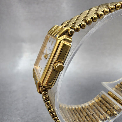Bulova Tank Watch Women 17mm White Dial Gold Tone Rectangle 97L81 New Battery2
