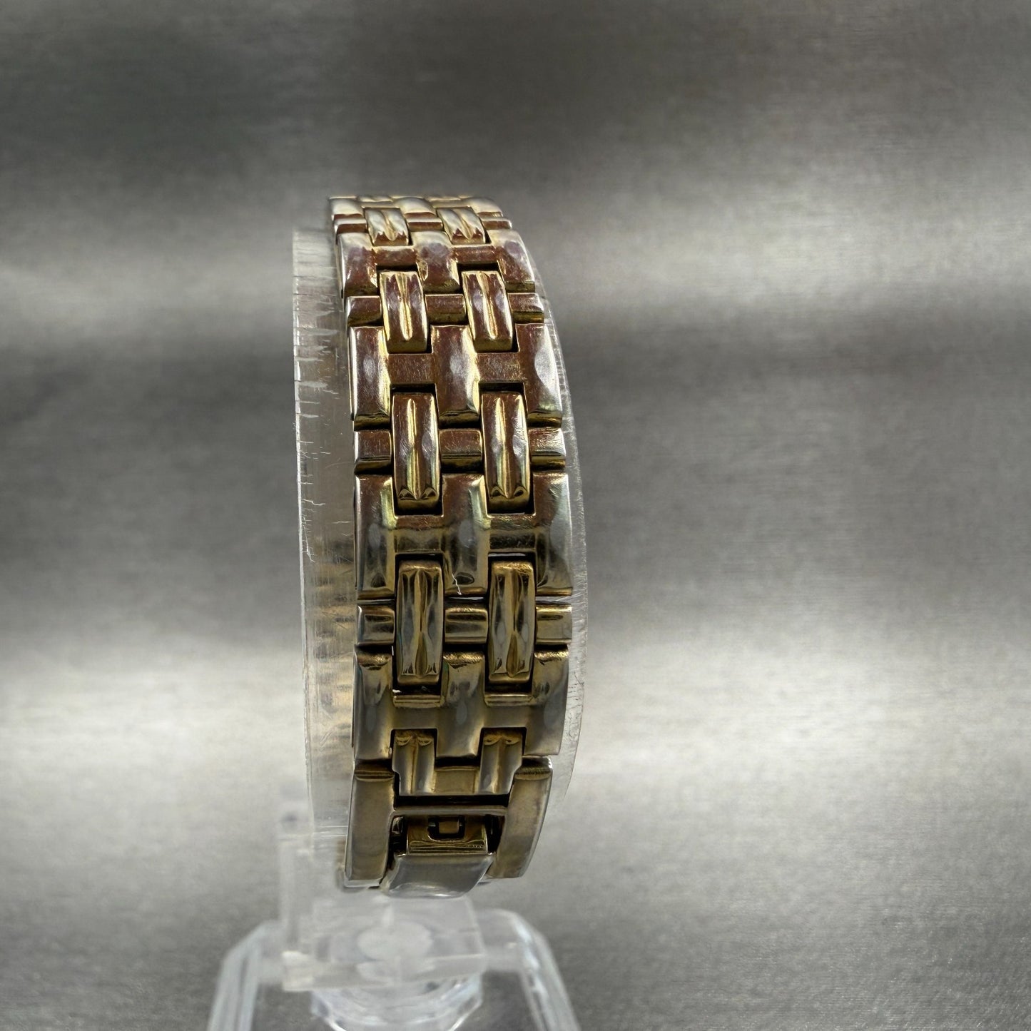 Seiko Tank Watch Women 13mm Champagne Dial Gold Tone 2e20-7021 New Battery 45676