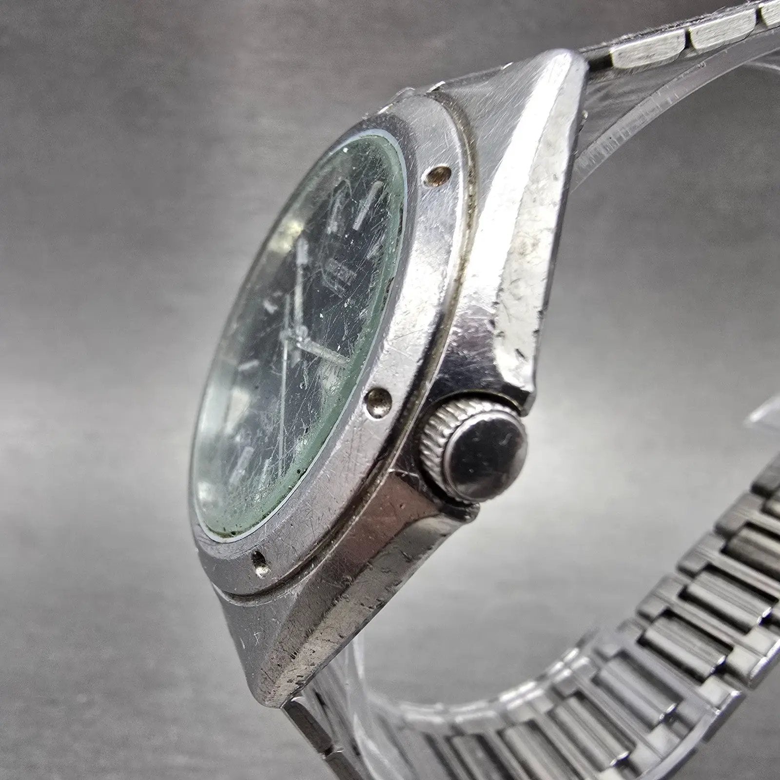 Orient Watch Men 38mm Black Dial Silver Tone Daydate Round 589613-70 READ NewBat2