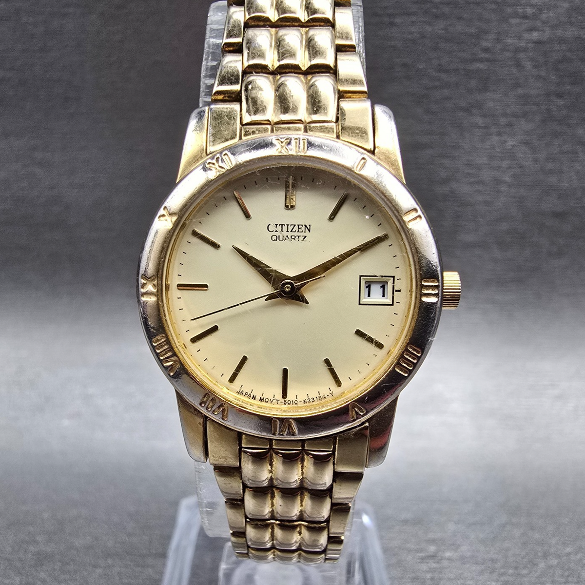 Citizen Watch Women 24mm Champagne Dial Gold Tone Date 6010-K06878 New Battery0