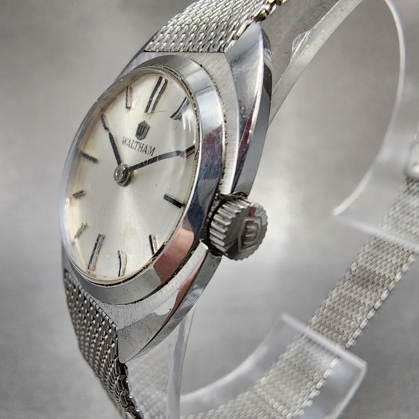 Waltham Watch Women 22mm Silver Dial Steel Manual Wind Mesh Band READ!!!!!!! VTG2