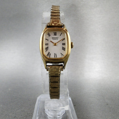 Seiko Tank Watch Women 17mm White Dial Gold Tone 23206559 Roman New Battery5
