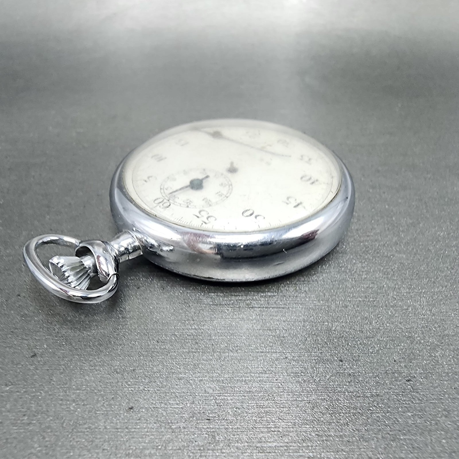 Seiko Stopwatch 47mm White Dial Silver Tone Round Manual Wind 38220 PARTS4