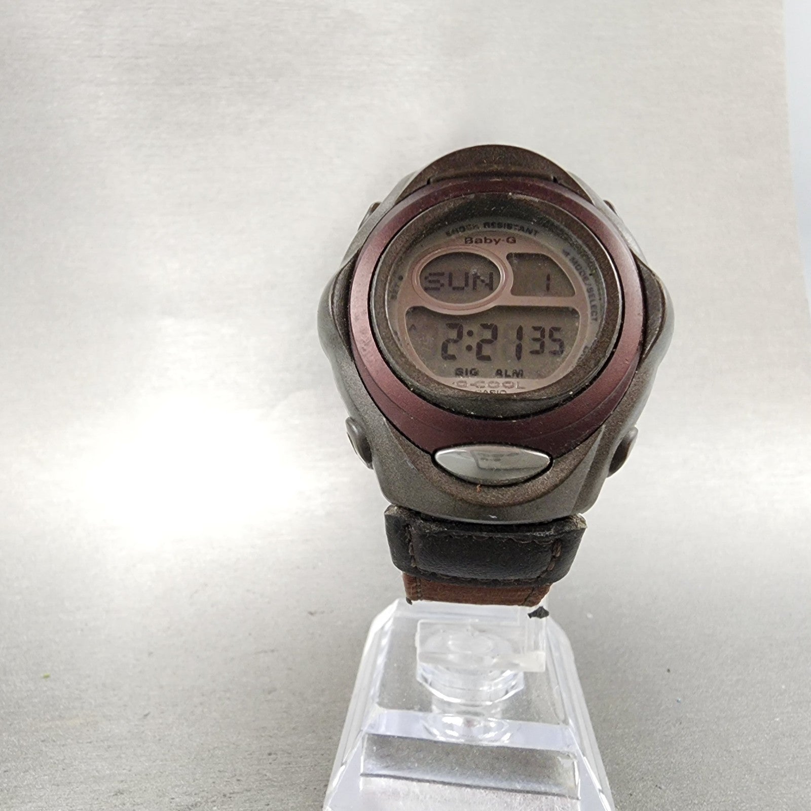Casio BabyG Watch Women 38mm Silver Dial Brown Digital Alarm Chrono New Battery5