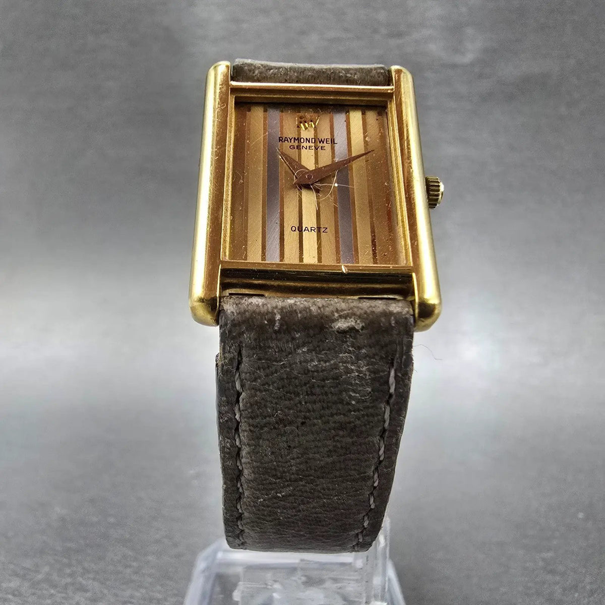 Raymond Weil Tank Watch Women 20mm Gold Dial Gold Plated 5766 NO GLASS New Batt5
