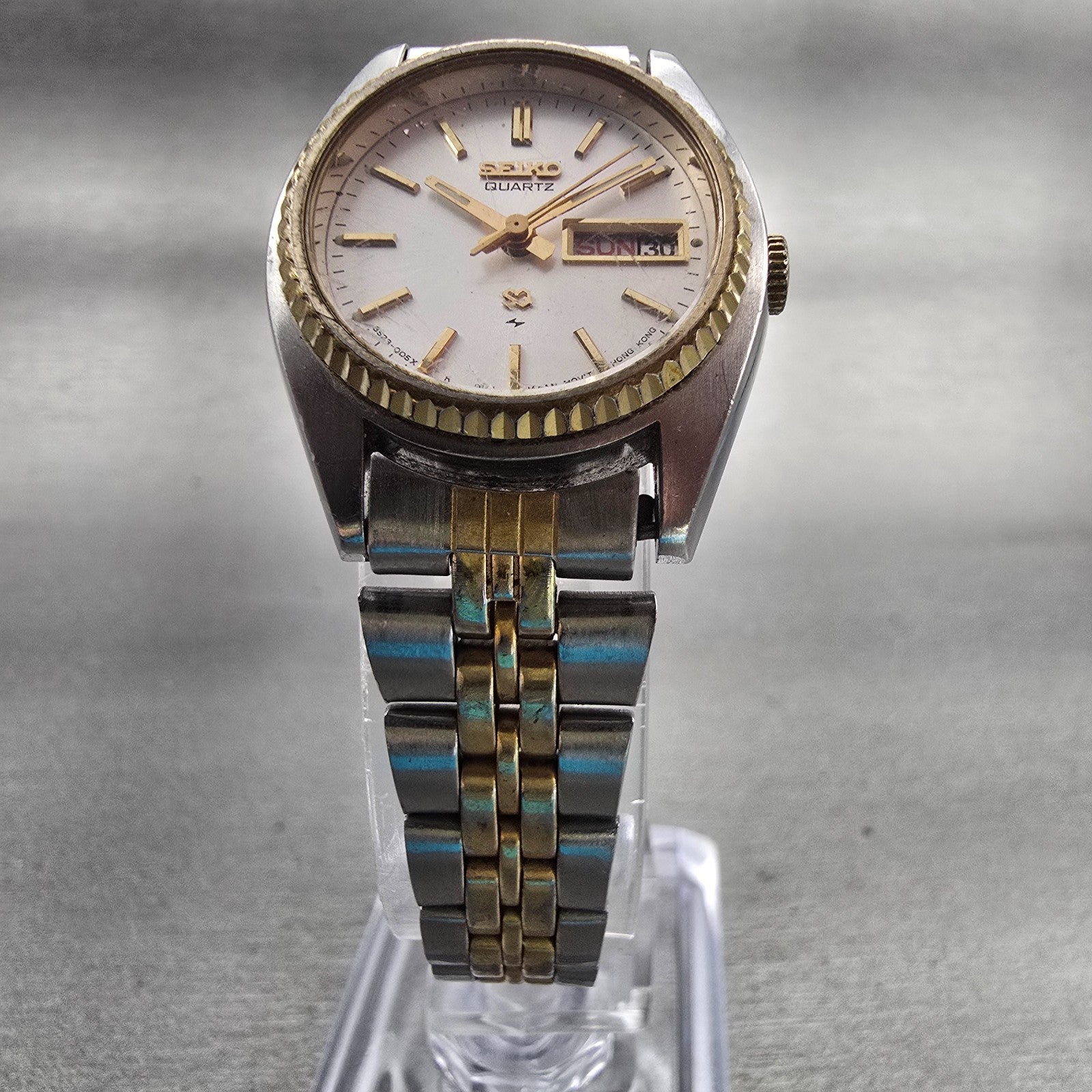 Seiko SQ Watch Women 24mm Silver Dial Two Tone Daydate Round 8523-0069 New Batt5