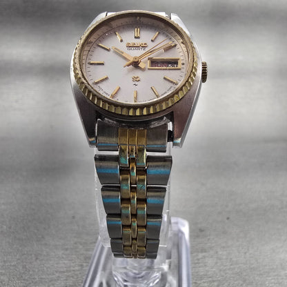 Seiko SQ Watch Women 24mm Silver Dial Two Tone Daydate Round 8523-0069 New Batt5