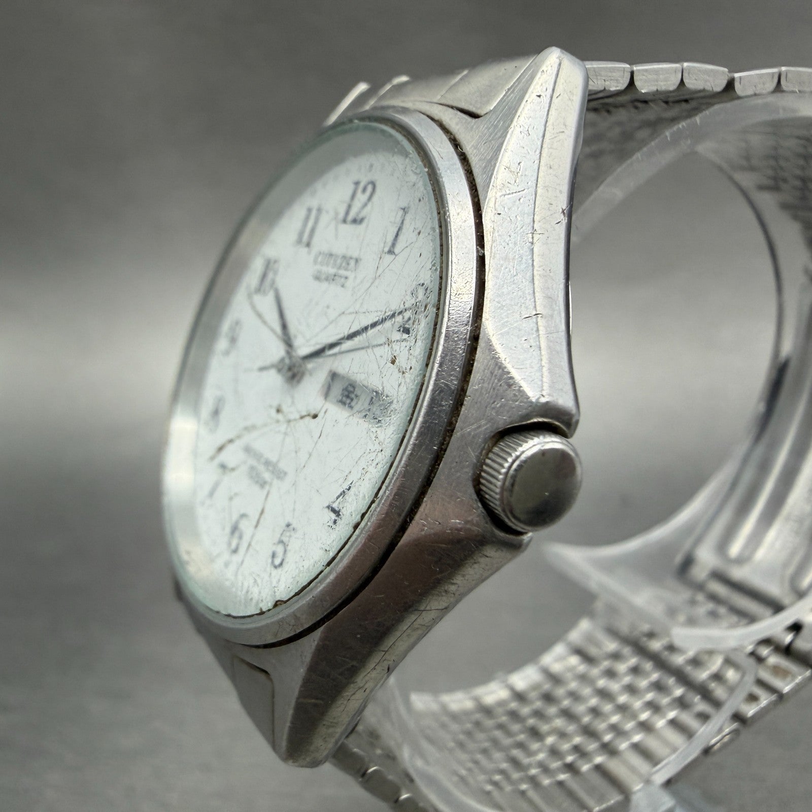 Citizen Watch Men 35mm White Dial Silver Tone Daydate Round 5500-F50131 New Batt2
