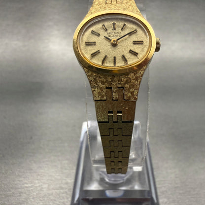 Seiko Watch Women 18mm Gold Dial Gold Tone Oval 2C20-5759 Vintage New Battery5