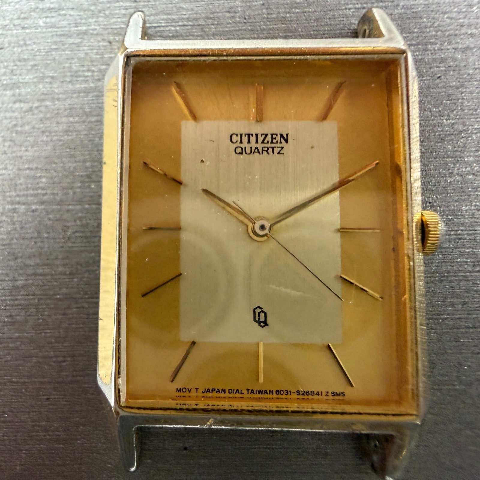 Citizen CQ Tank Watch Men 25mm Champagne Dial Gold Rectangle 6031-S06291 PARTS2
