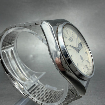 Seiko Type II Watch Men 36mm Silver Dial Silver Tone Daydate 7546-7000 New Batt3
