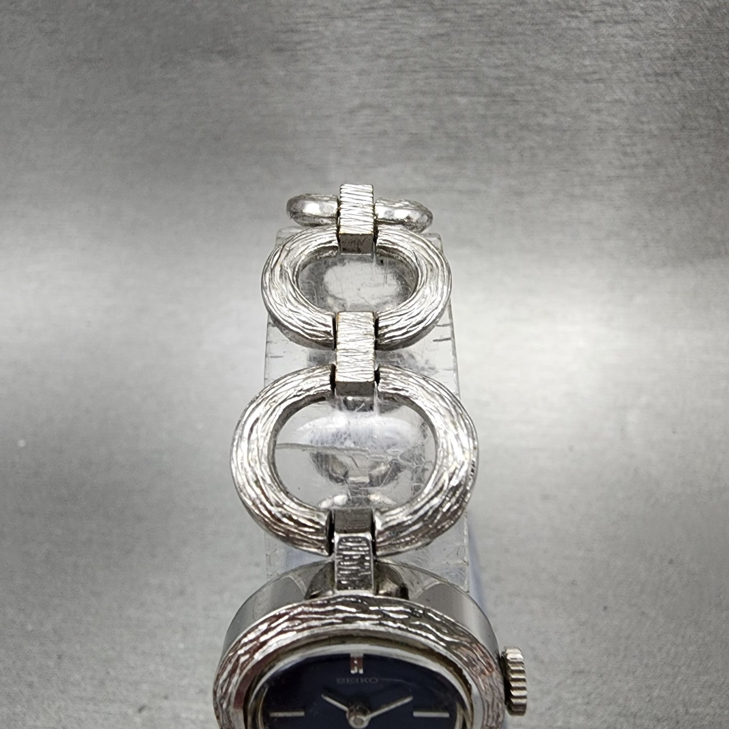 Seiko Watch Women 20mm Blue Dial Silver Tone Oval Manual Wind 117519 Runs4