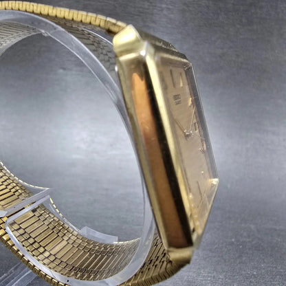 Seiko Tank Watch Men 27mm Champagne Dial Gold Tone Date 5Y32-5050 PARTS Vintage4