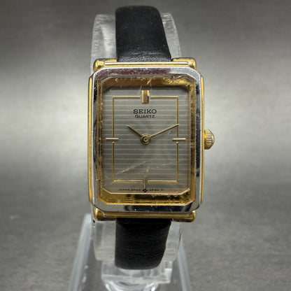 Seiko Tank Watch Women 17mm Silver Dial Two Tone Rectangle 2P20-5D70 New Battery0