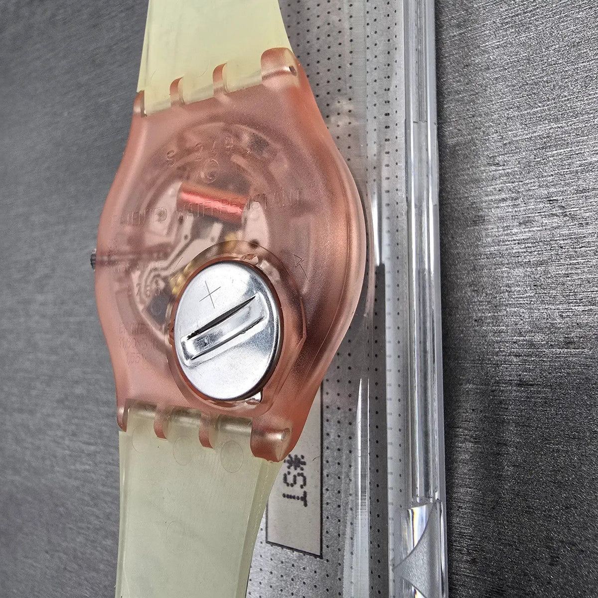 Swatch Masquerade Watch Men 34mm White Dial Pink Case GP105 New Battery NOS READ12
