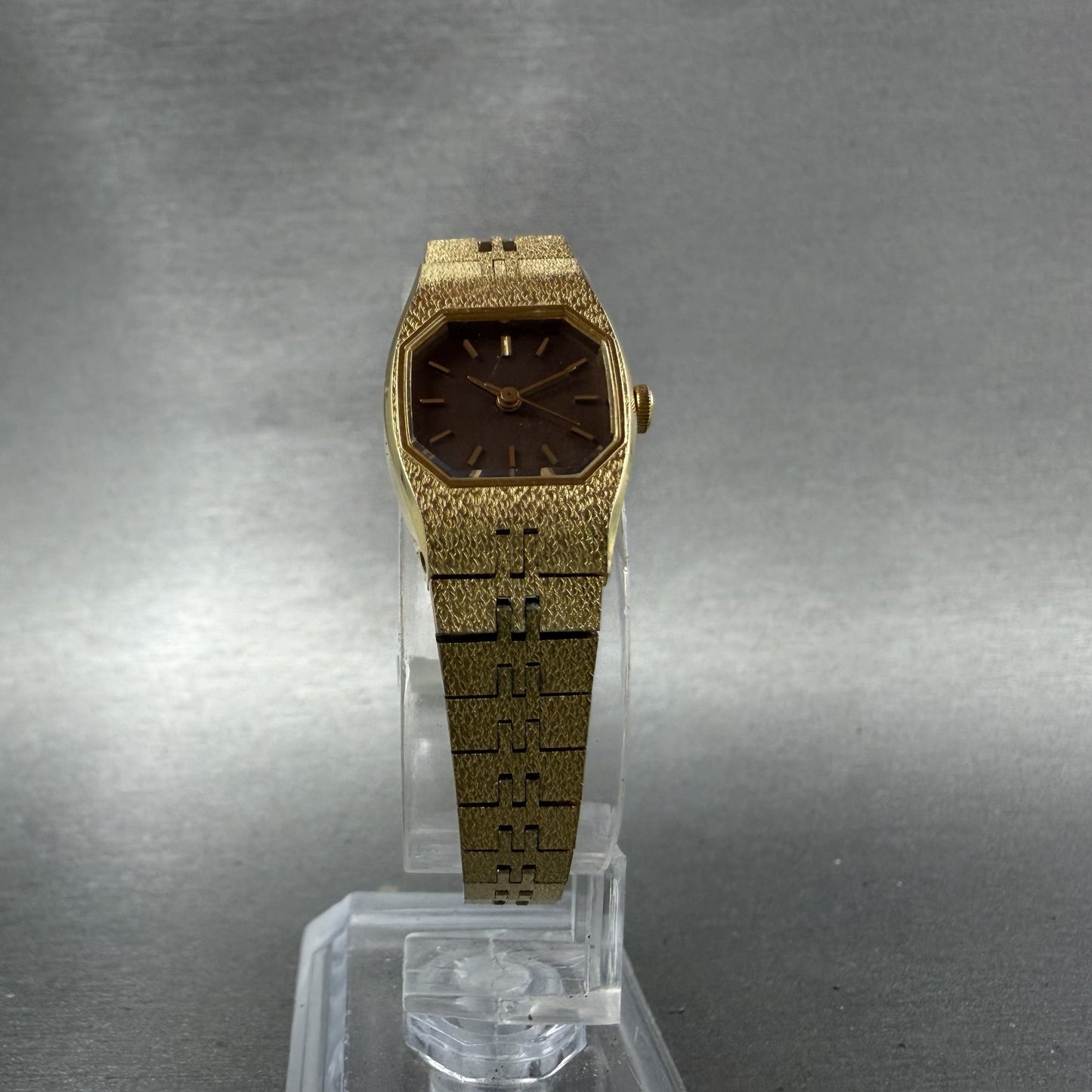 Seiko Watch Women 16mm Brown Dial Gold Tone Octagon 2C215470 New Battery5