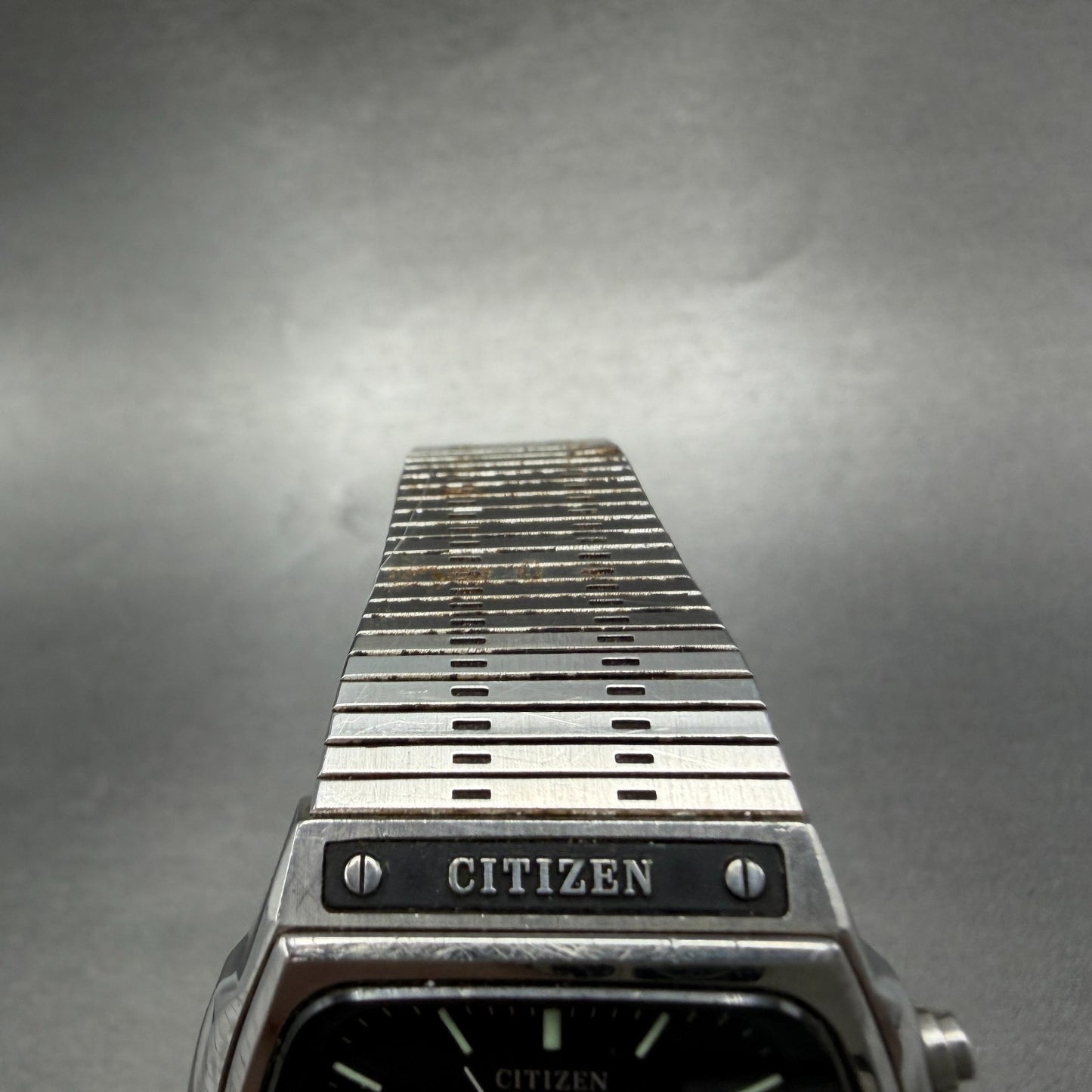 Citizen CQ Analog Digital Watch Men 35mm Black Dial Steel Rectangle New BatteryA4