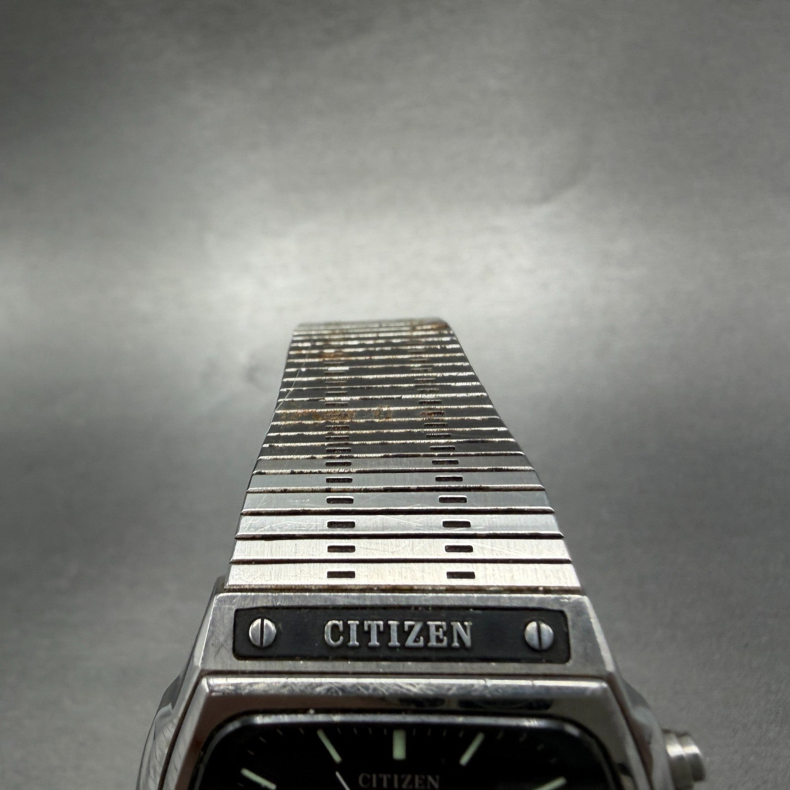 Citizen CQ Analog Digital Watch Men 35mm Black Dial Steel Rectangle New BatteryA4