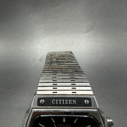 Citizen CQ Analog Digital Watch Men 35mm Black Dial Steel Rectangle New BatteryA4