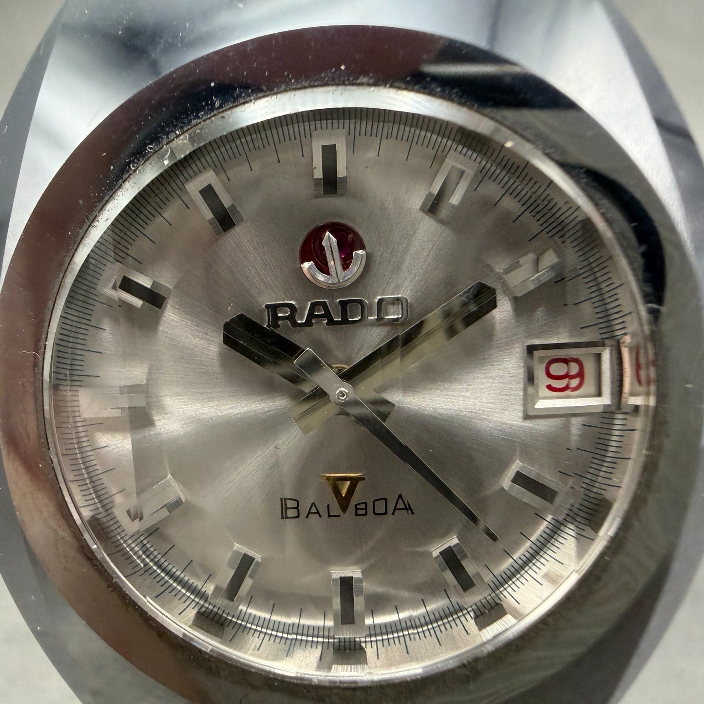 Rado Balboa V Watch Men 36mm Silver Dial Silver Tone Oval Date Automatic Runs1