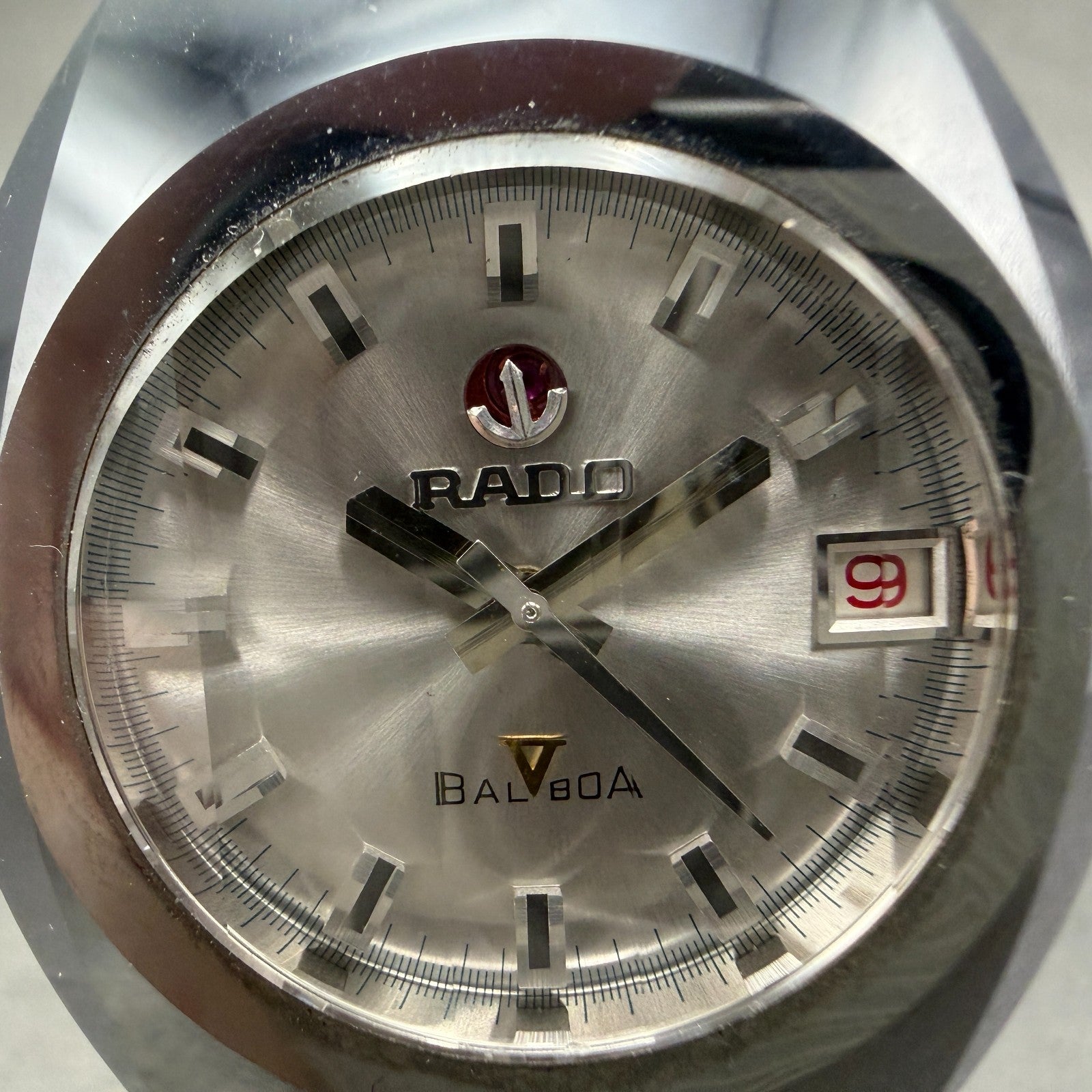 Rado Balboa V Watch Men 36mm Silver Dial Silver Tone Oval Date Automatic Runs1