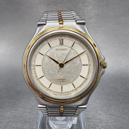 Citizen Exceed Watch Men 32mm White Dial Two Tone Round 2730-954785 New Battery