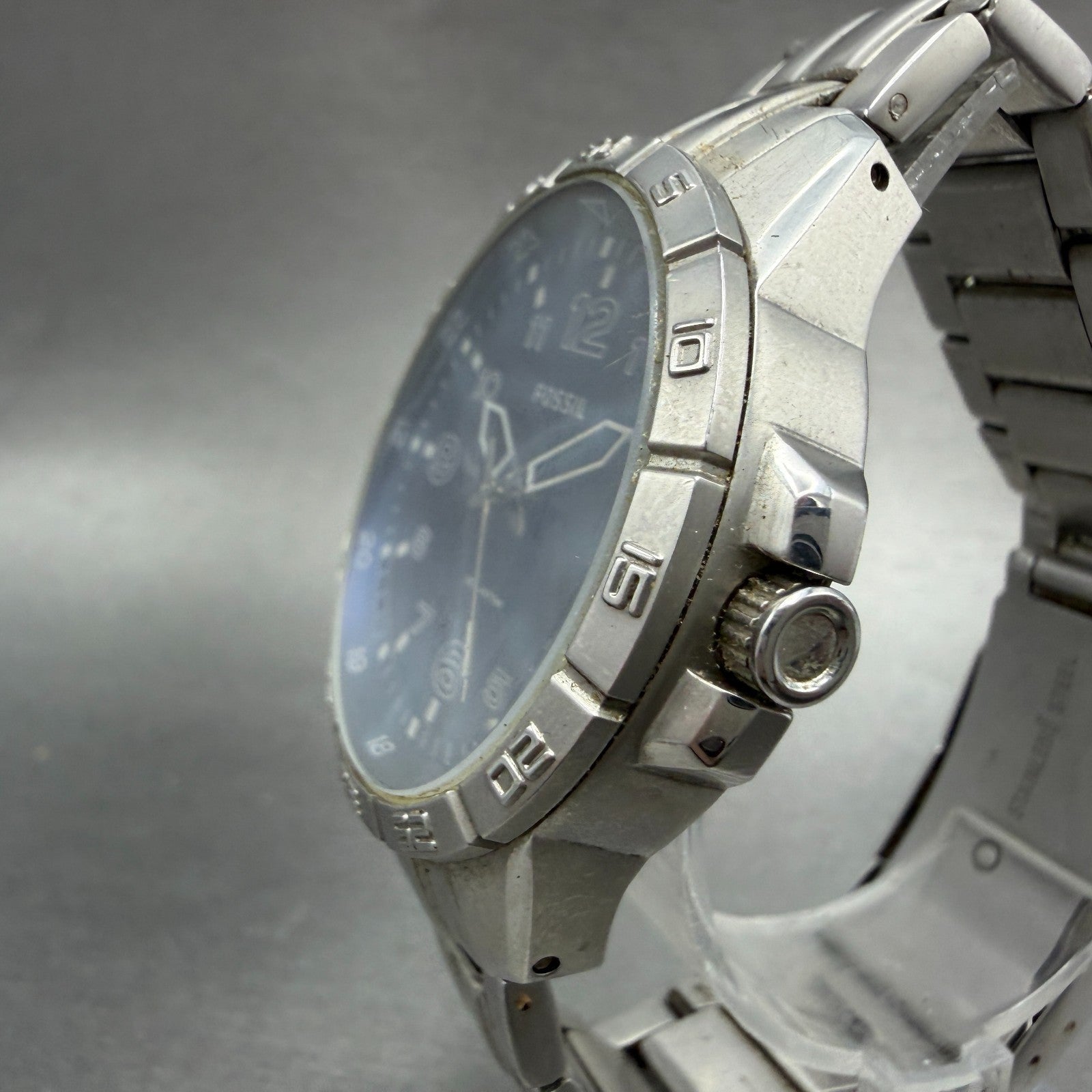 Fossil Dive Watch Men 40mm Blue Dial Steel Date Round AM-4276 New Battery2
