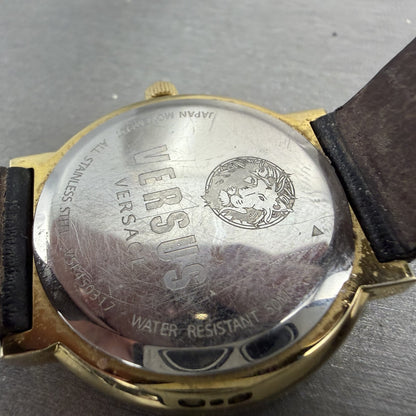 Versus Versace Watch Women 35mm Black Dial Gold Tone Round New Battery9