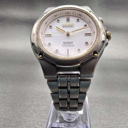 Seiko Spirit Watch Men 37mm White Dial Titanium Backlight 6L01-0020 New Battery5