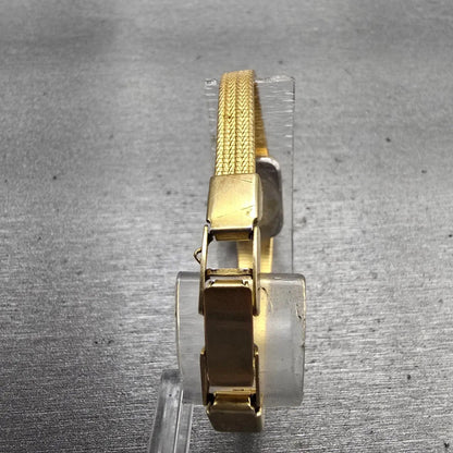 Citizen CQ Watch Women 12mm Gold Dial Gold Tone Gemmed Rectangle 2250 New Batt7