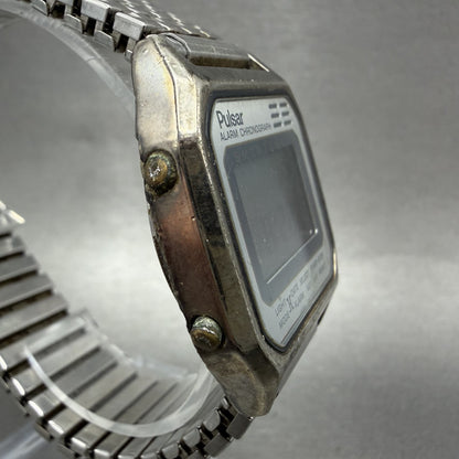 Pulsar Digital Watch Men 34mm Digital Silver Alarm Chrono READ! Y789-5059 NewBat3