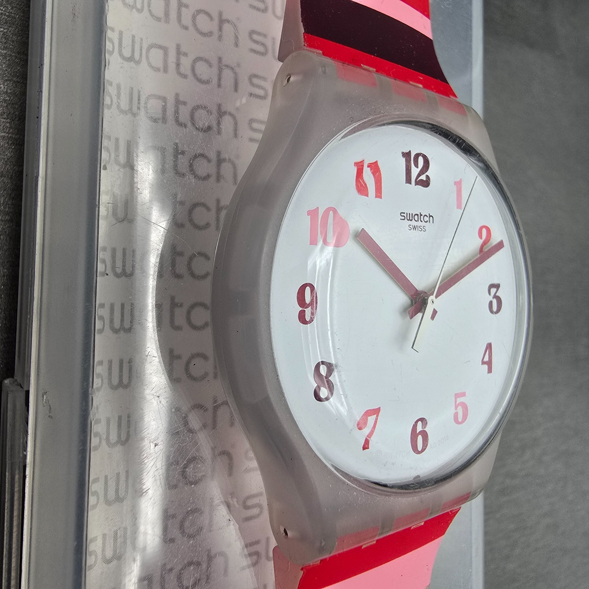 Swatch Tramonto Occaso Watch Men 41mm White Dial Clear Case SUOK138 New Battery5