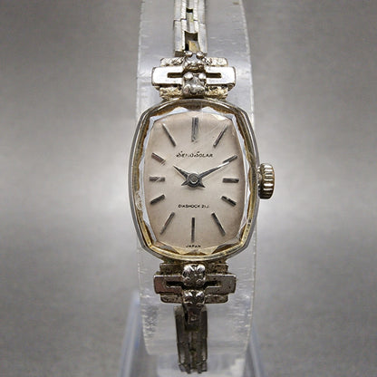 Seiko Solar Watch Women 15mm Silver Dial Silver Tone Manual 107870 Runs0