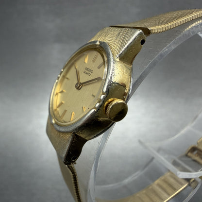 Seiko Watch Women 19mm Champagne Dial Gold Tone Round 1400-0079 New Battery2