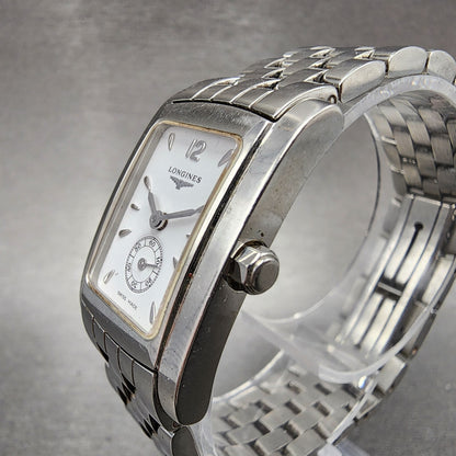 Longines Dolce Vita tank Watch Women 20mm White Dial Steel Rectangle New Battery