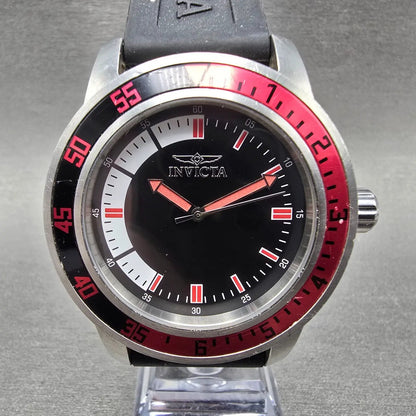 Invicta Specialty Watch Men 45mm Black Dial Silver Tone Red 12845 New Battery0