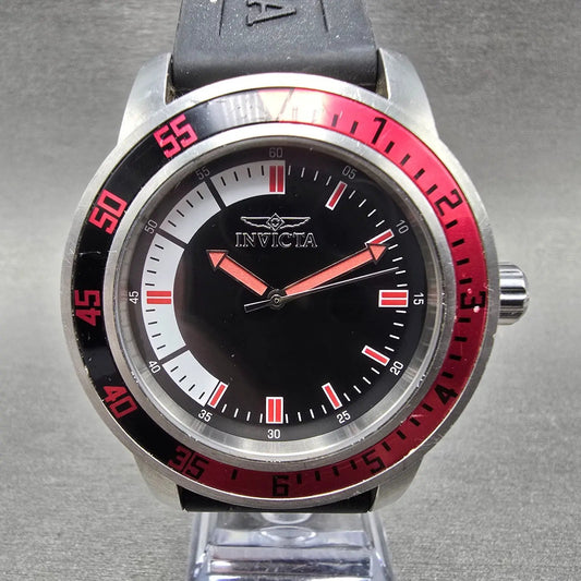 Invicta Specialty Watch Men 45mm Black Dial Silver Tone Red 12845 New Battery0