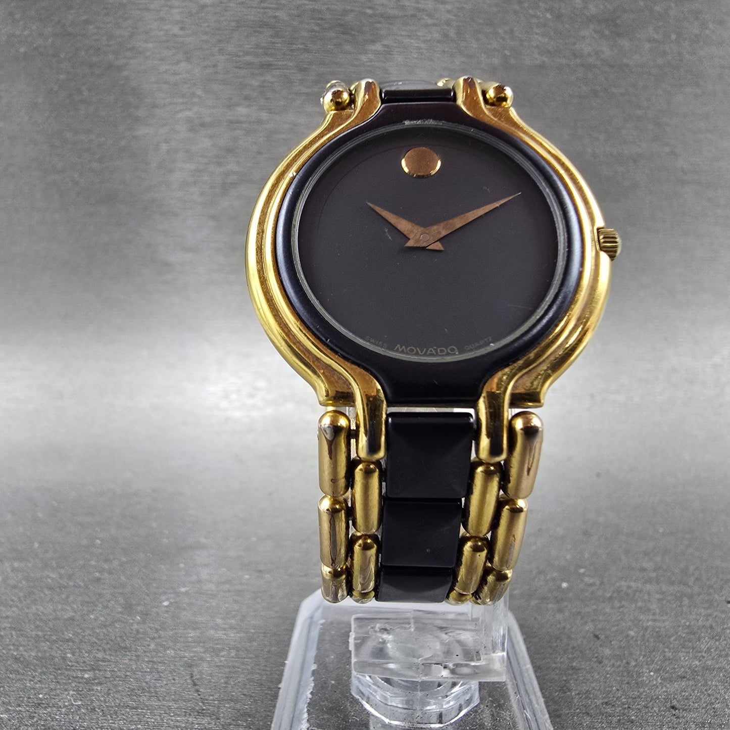 Movado Museum Watch Men 33mm Blue Dial Gold Tone Round 88.33.874 New Battery AD5