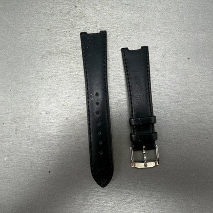 Movado 20mm Leather Band Black 2053 Cut out For lugs Silver Buckle0