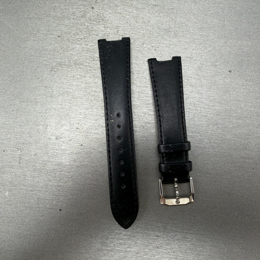 Movado 20mm Leather Band Black 2053 Cut out For lugs Silver Buckle0
