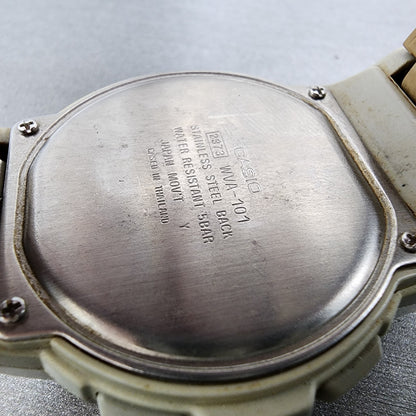 Casio Waveceptor WVA101 Watch Men 42mm Analog Digital Silver Tone Round New Bat9