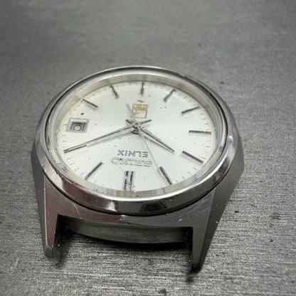 Seiko Elinx Watch Men 37mm Silver Dial Silver Tone Date Round 0702-7070 PARTS5