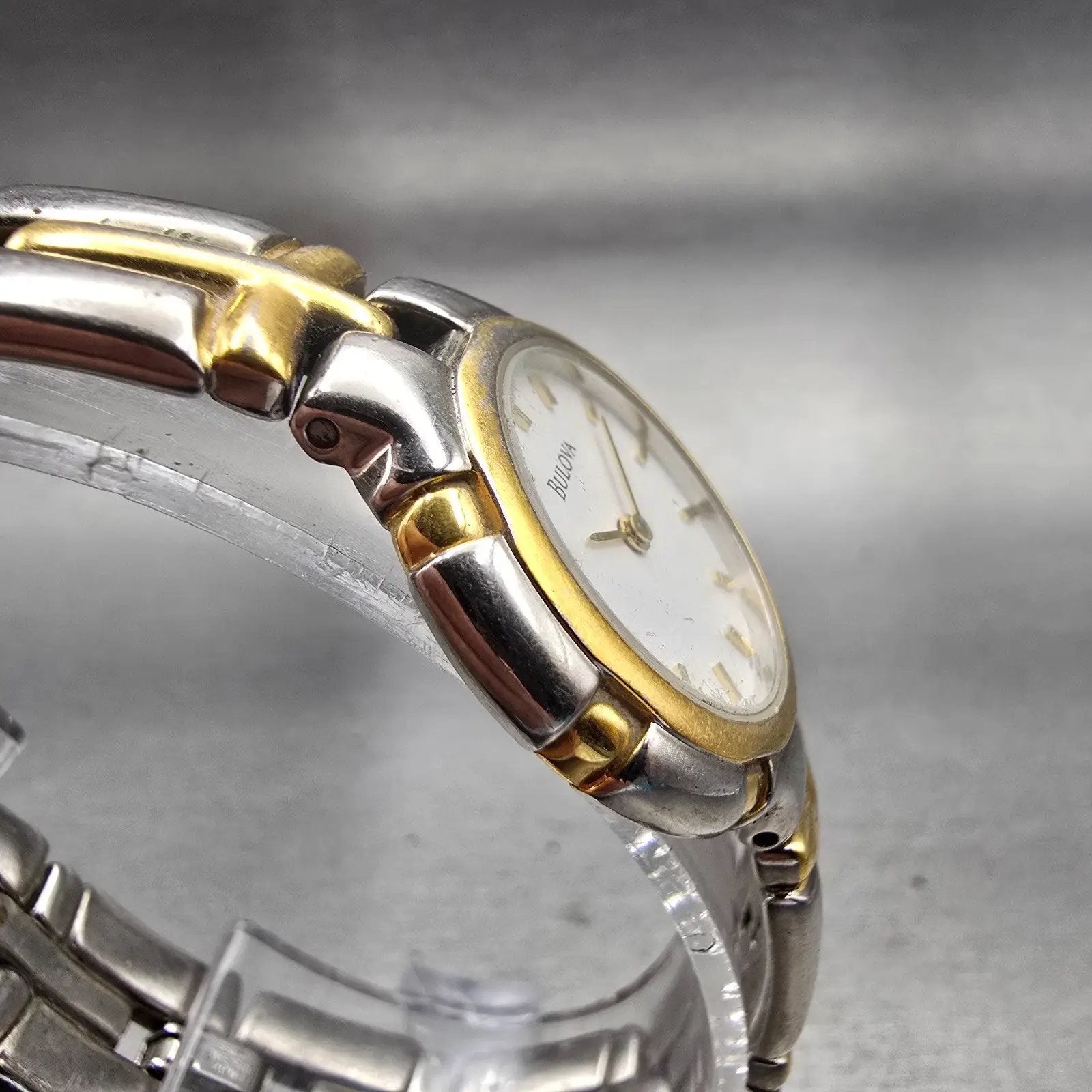 Bulova Watch Women 25mm White Dial Two Tone Round 98L53 New Battery3