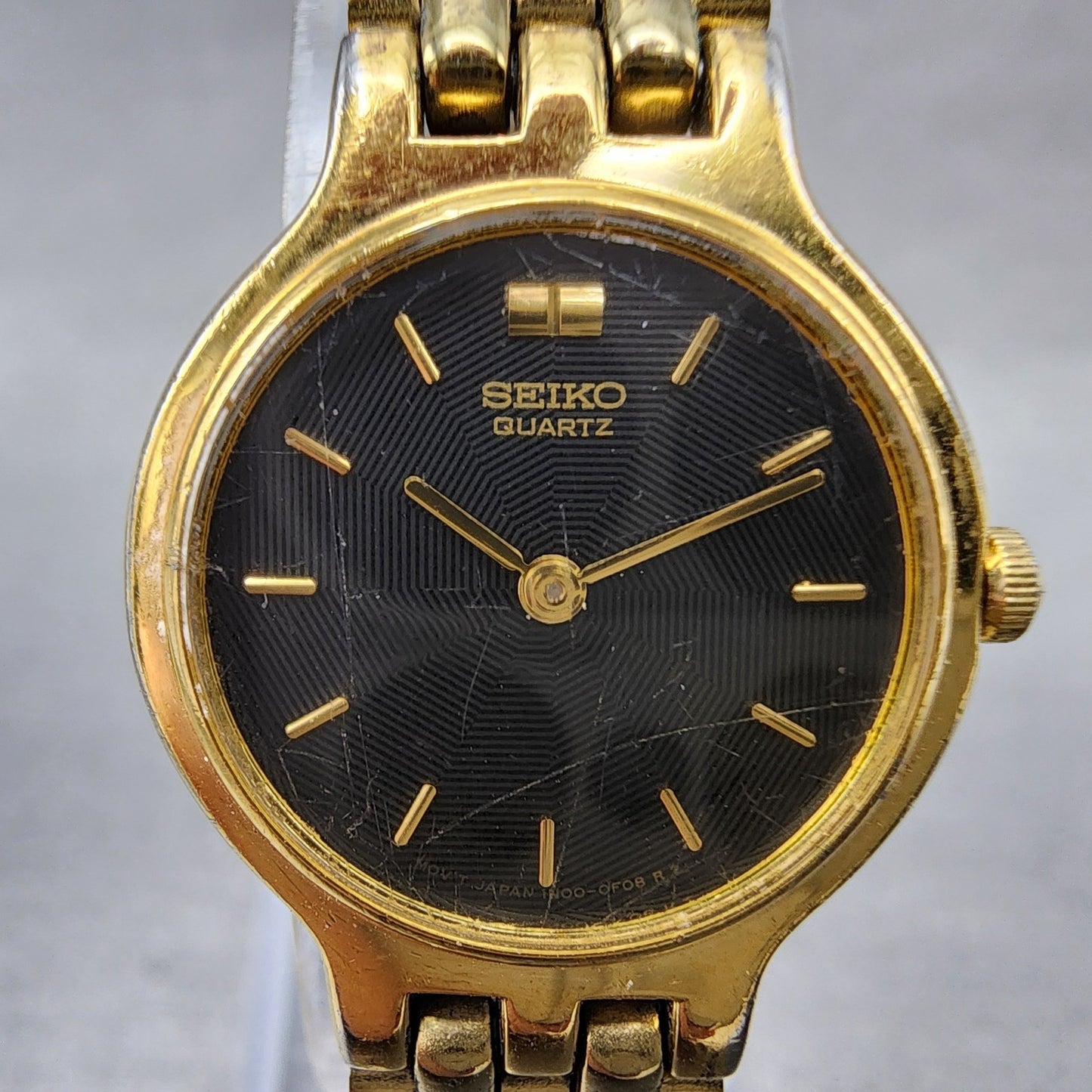Seiko Watch Women 22mm Black Dial Gold Tone Round 1n000a99 New Battery1