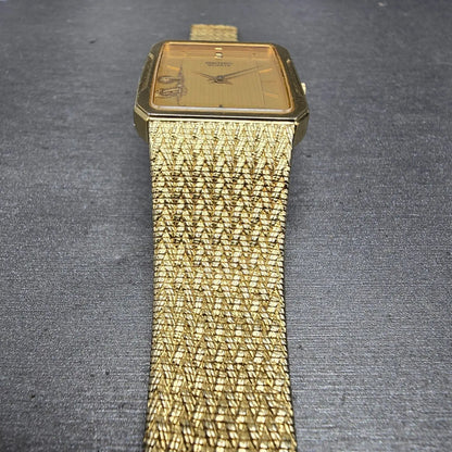 Seiko Tank Watch Men 25mm Champagne Dial Gold Tone Rectangle 5Y30-5B49 PARTS3