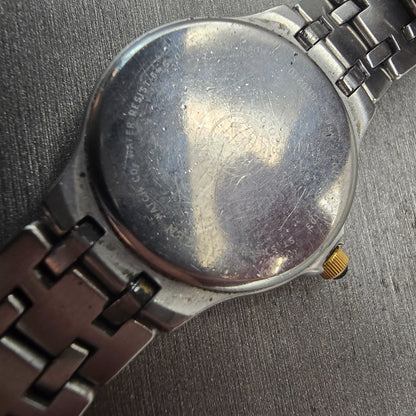 Citizen Eco-Drive Watch Women 25mm MOP Dial Two Tone Date Diamonds E011 Works10