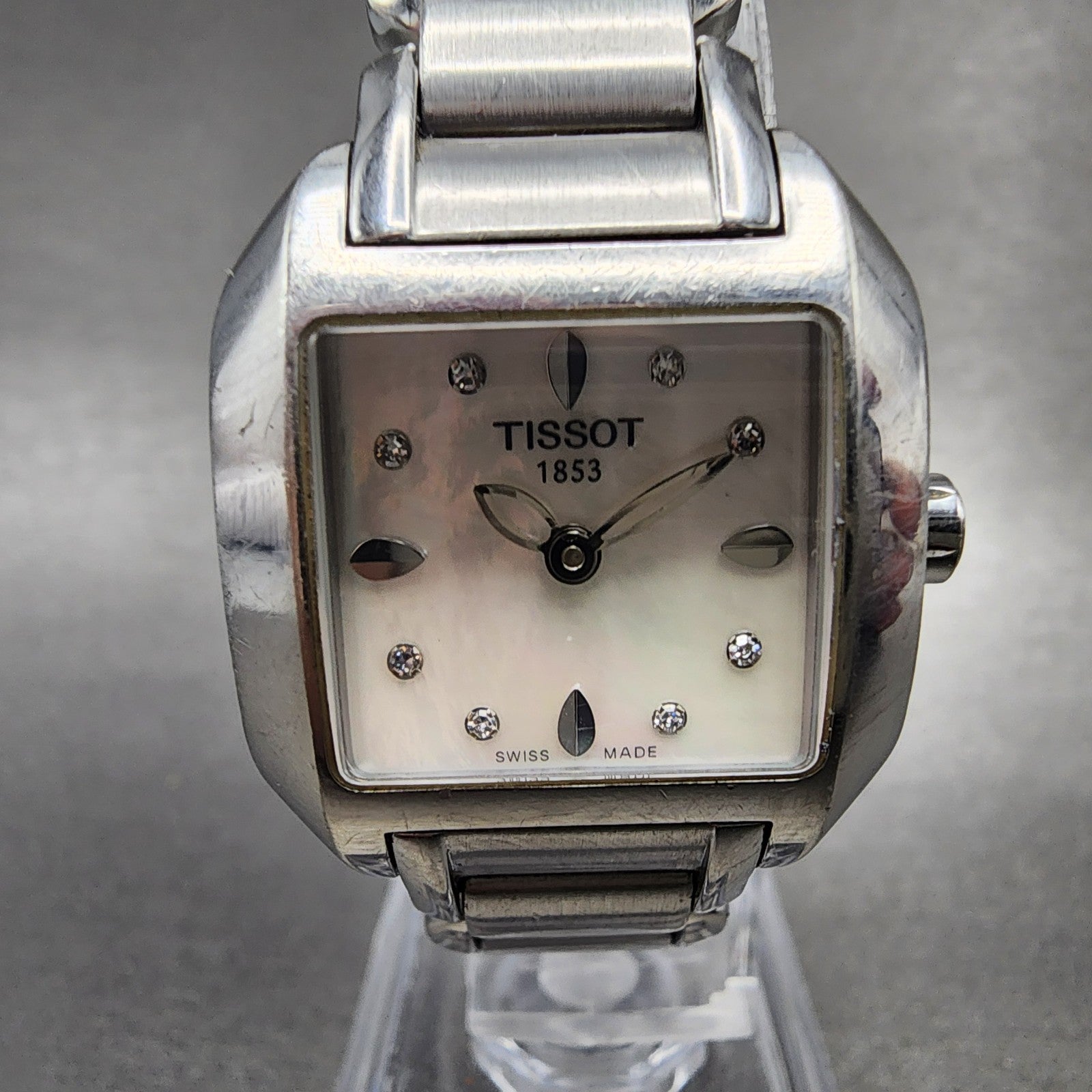 Tissot TWave Tank Watch Women 24mm MOP Dial Steel Rectangle L750/850 New BattAB1