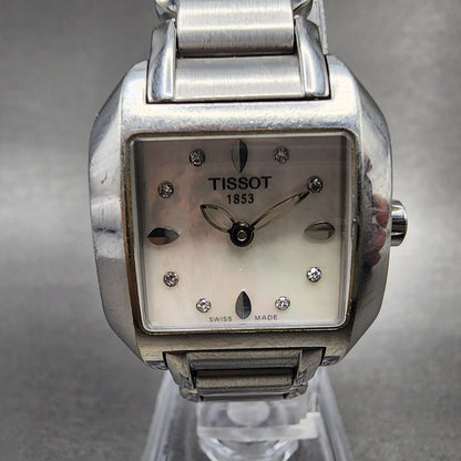 Tissot TWave Tank Watch Women 24mm MOP Dial Steel Rectangle L750/850 New BattAB1
