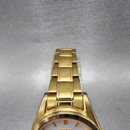 Seiko Watch Women 30mm White Dial Gold Tone Date 6n2200k0 New Battery4