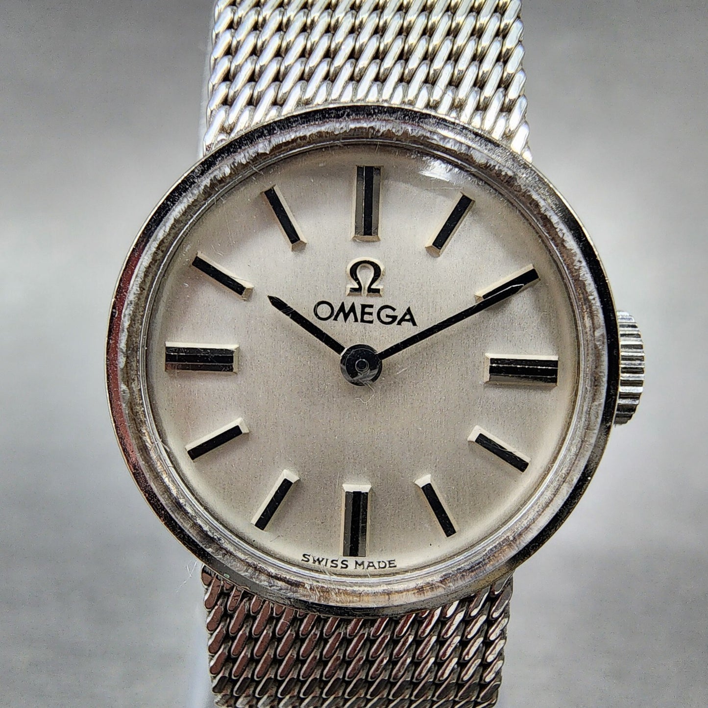 Omega Watch Women 15mm Silver Dial 14K Gold Filled Round Manual Wind Cal 4851